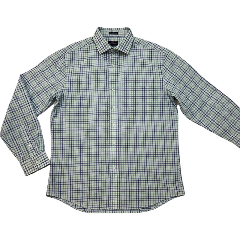 Vineyard Vines Mens Cooper Shirt Premium 120s Cotton Plaid Button Down Blue L